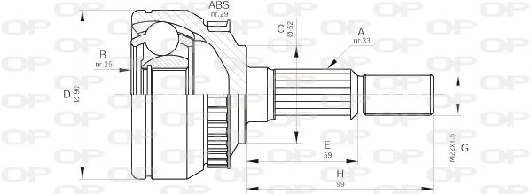 OPEN PARTS jungčių komplektas, kardaninis velenas CVJ5263.10